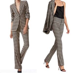 ALICE + OLIVIA Houndstooth Print Bootcut Pants in Tan and Black SZ 6